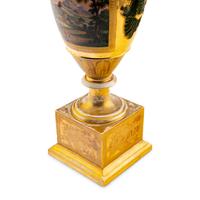 A Paris Porcelain Scenic and Floral-Painted Vase