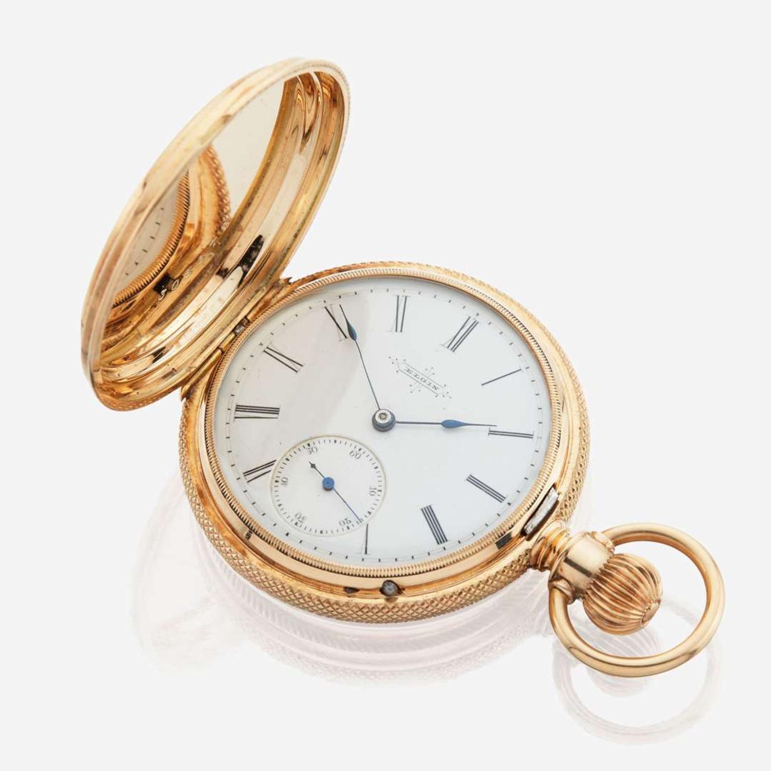 A tricolor hunting case gold pocket watch, Elgin American, C.1878