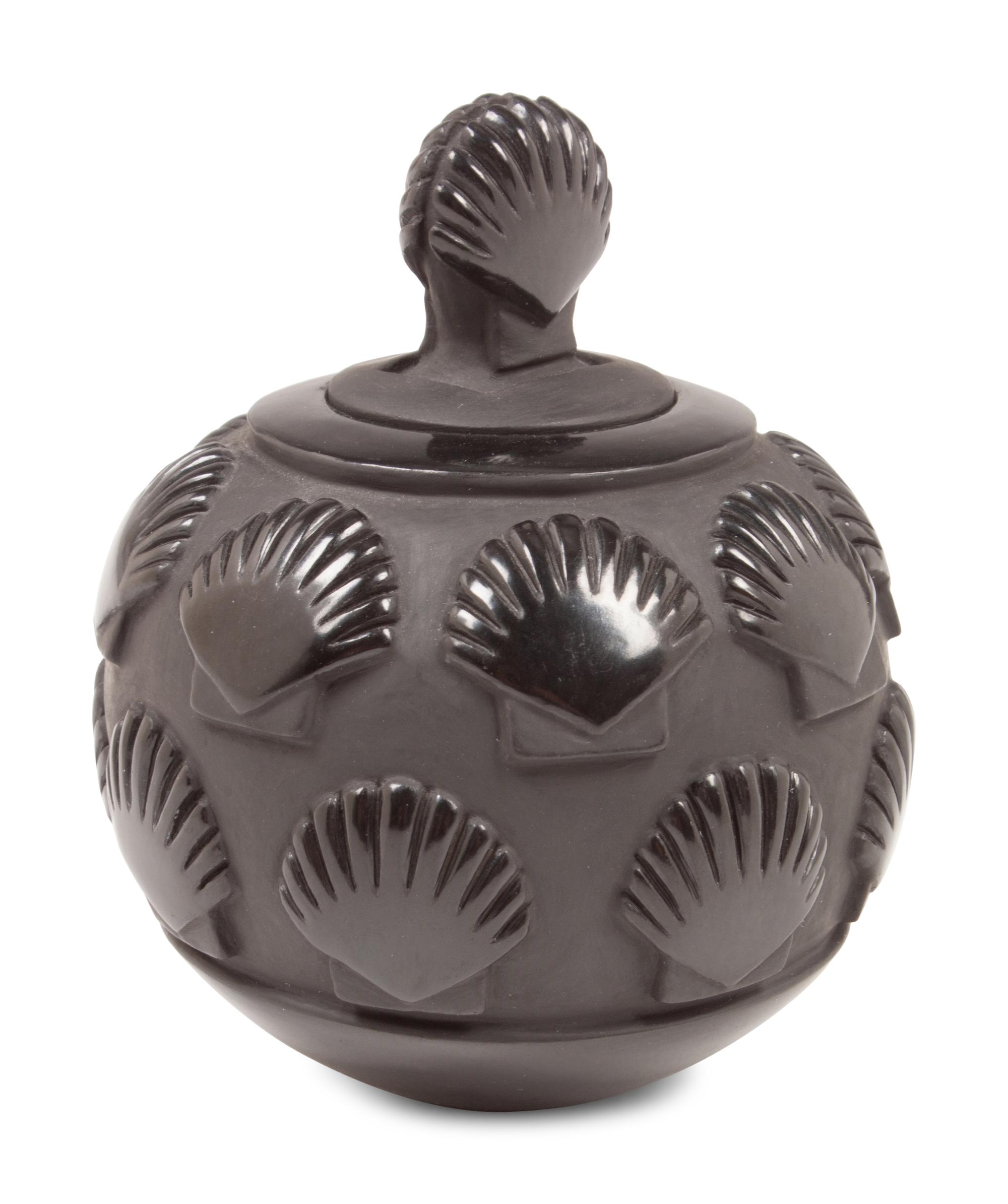 Lidded Blackware Pottery Jar