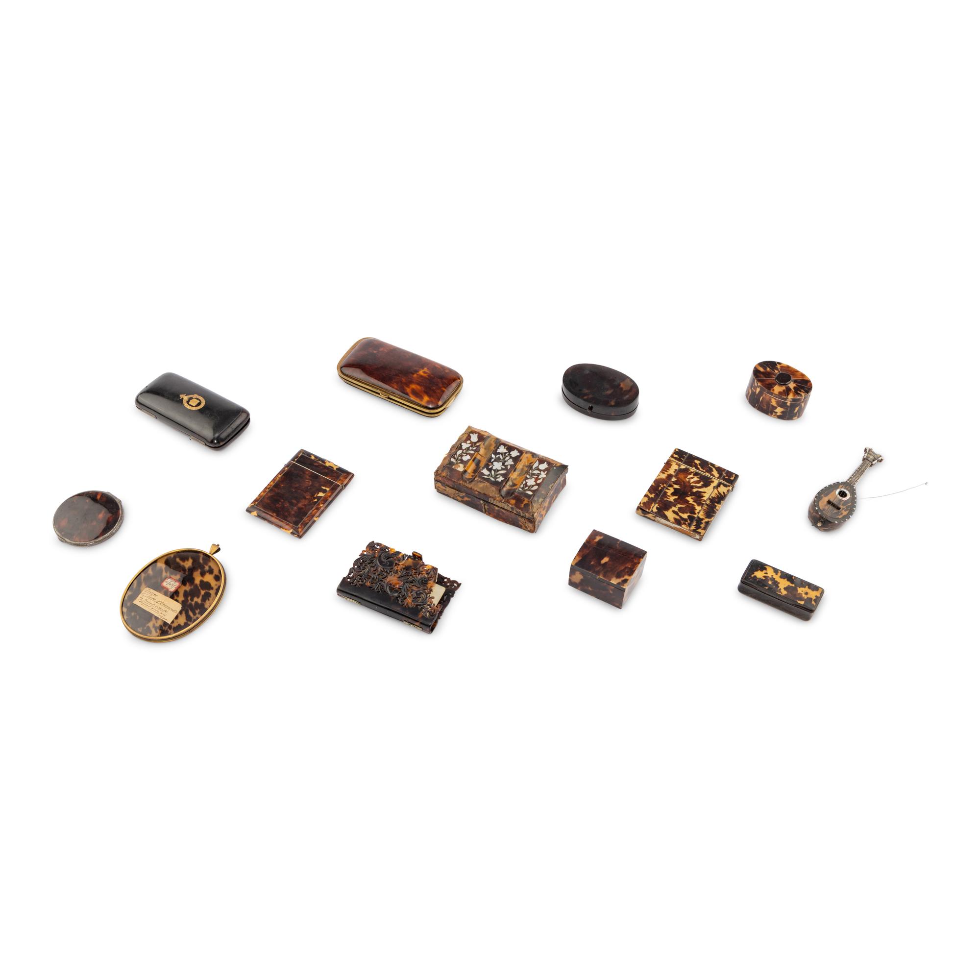 A Collection of Fourteen Tortoise Shell Desk Articles