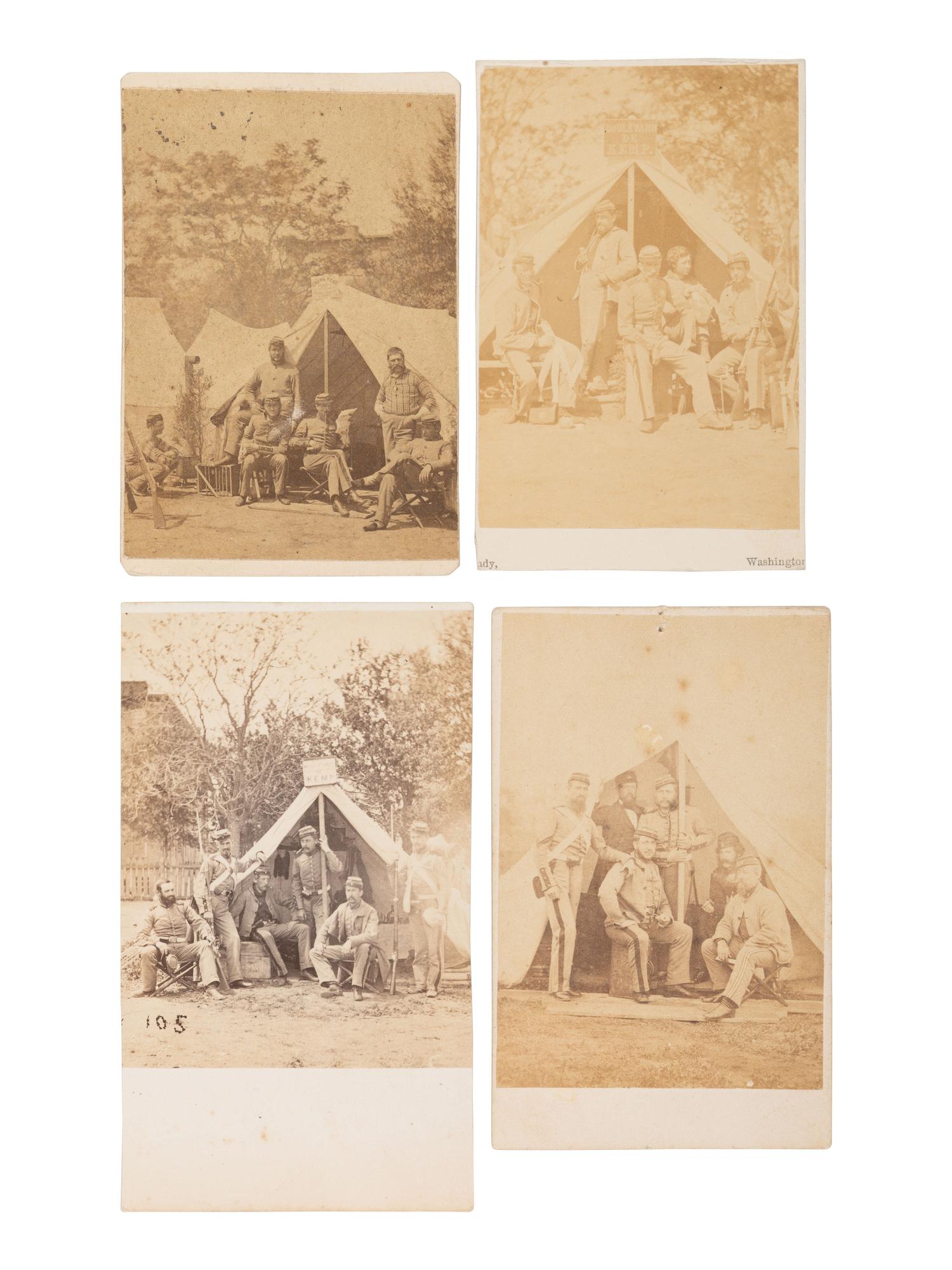 [CIVIL WAR]. A group of 8 photographs of the 7th New York State Militia at Camp Cameron. April-June, 1861.
