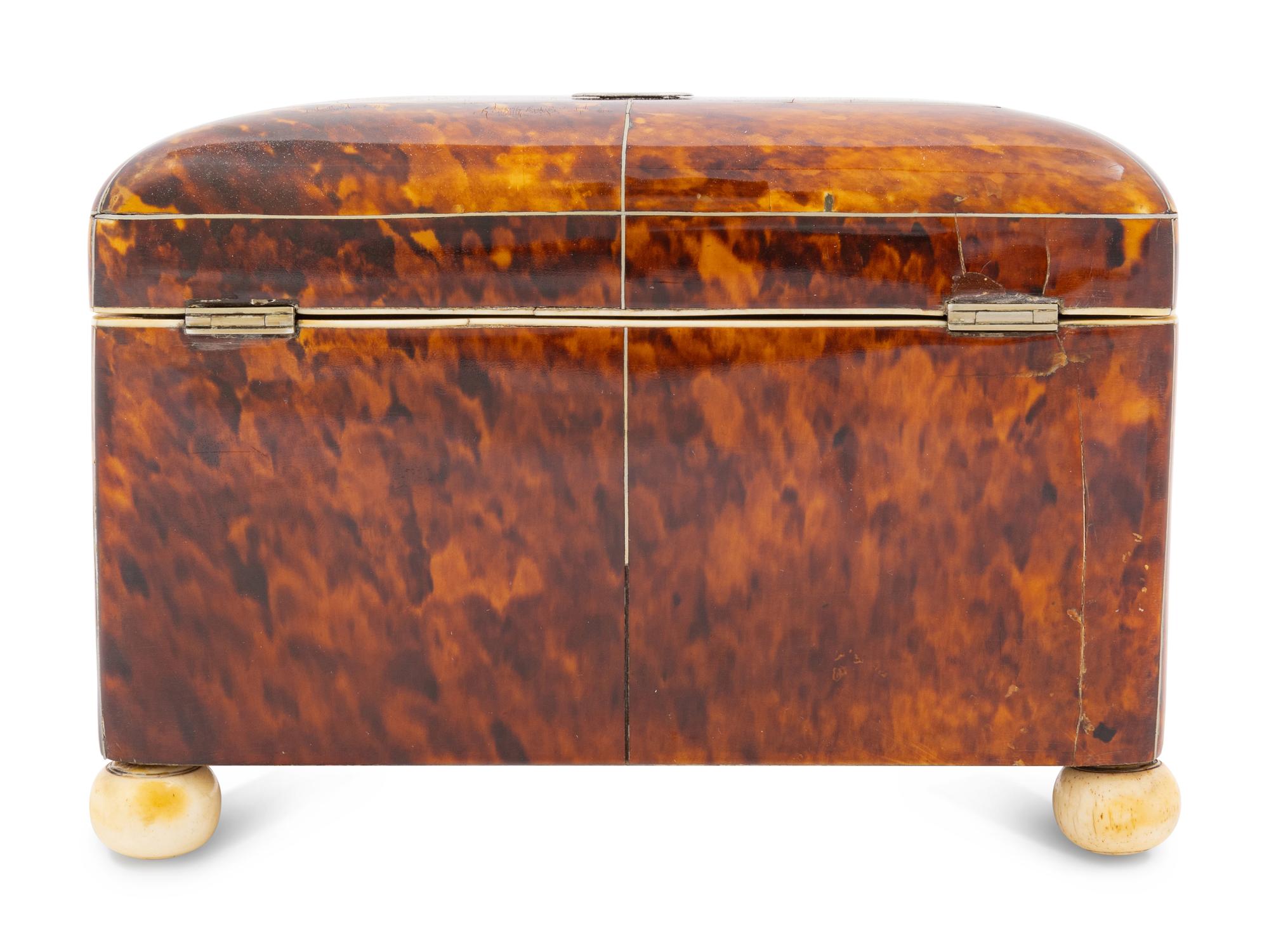 A George III Tortoiseshell Tea Caddy
