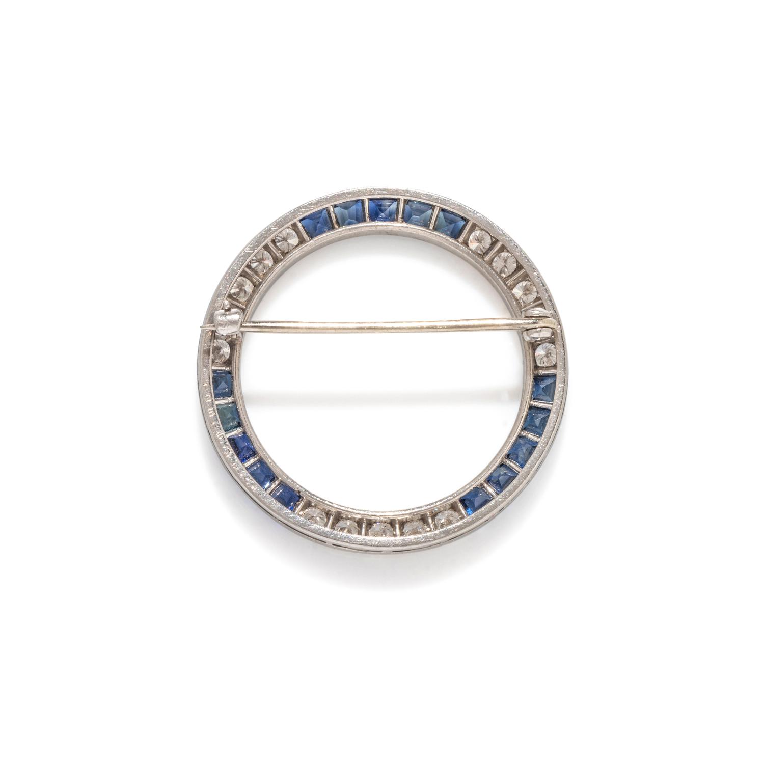 OSCAR HEYMAN, PLATINUM, DIAMOND AND SAPPHIRE BROOCH