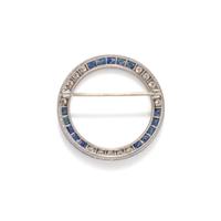 OSCAR HEYMAN, PLATINUM, DIAMOND AND SAPPHIRE BROOCH