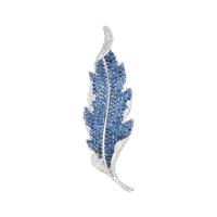 SAPPHIRE AND DIAMOND LEAF BROOCH