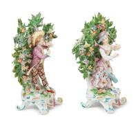 A Pair of Bow Porcelain Bocage Figurines