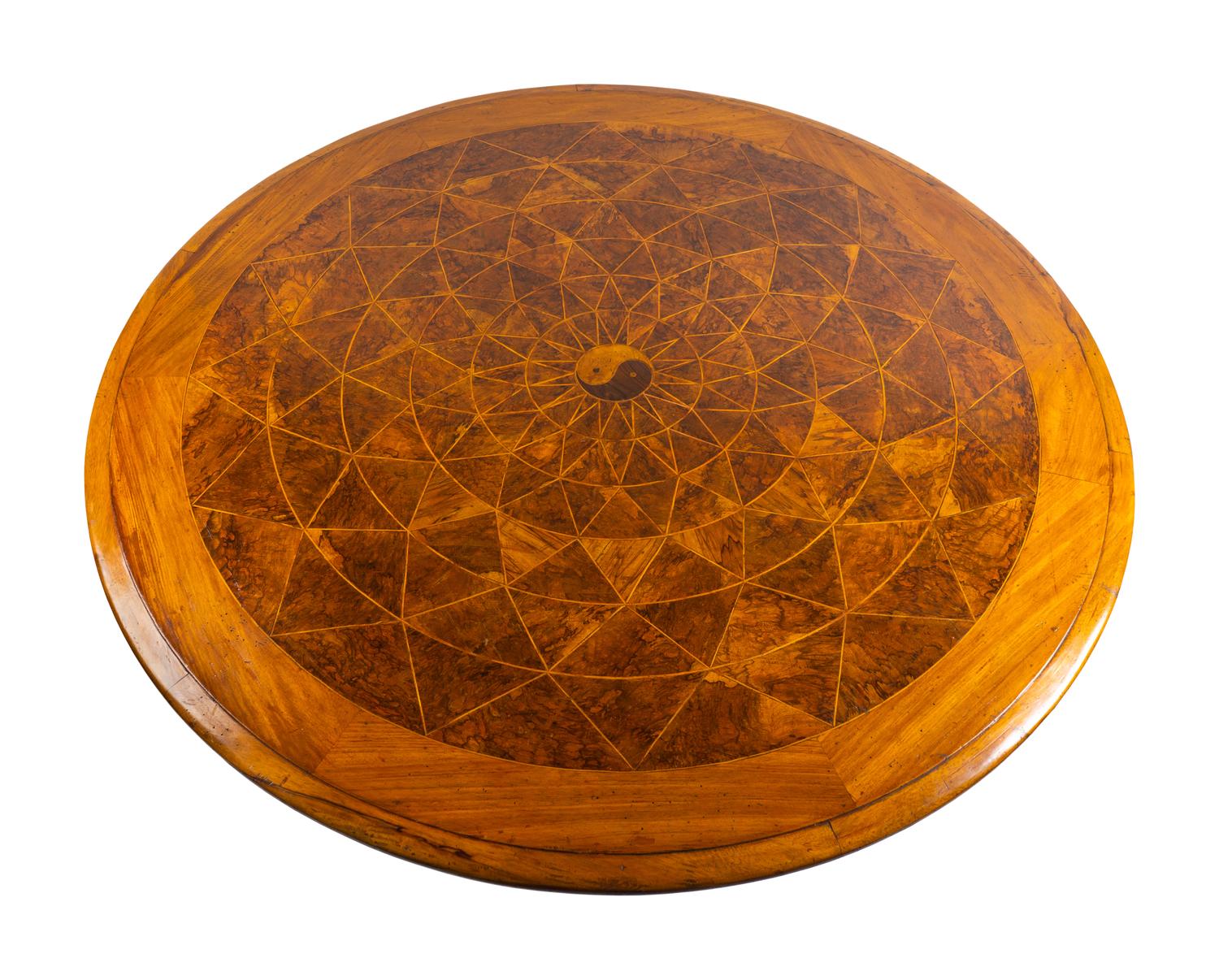 A Continental Parquetry Walnut Center Table — 20TH CENTURY