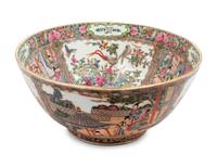 A Chinese Export Rose Medallion Punch Bowl
