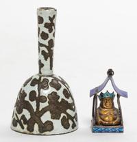 Two Enamel Articles Height of taller 3 1/2 inches.