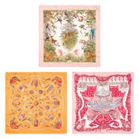 Hermès, Three Printed Silk Scarves 90