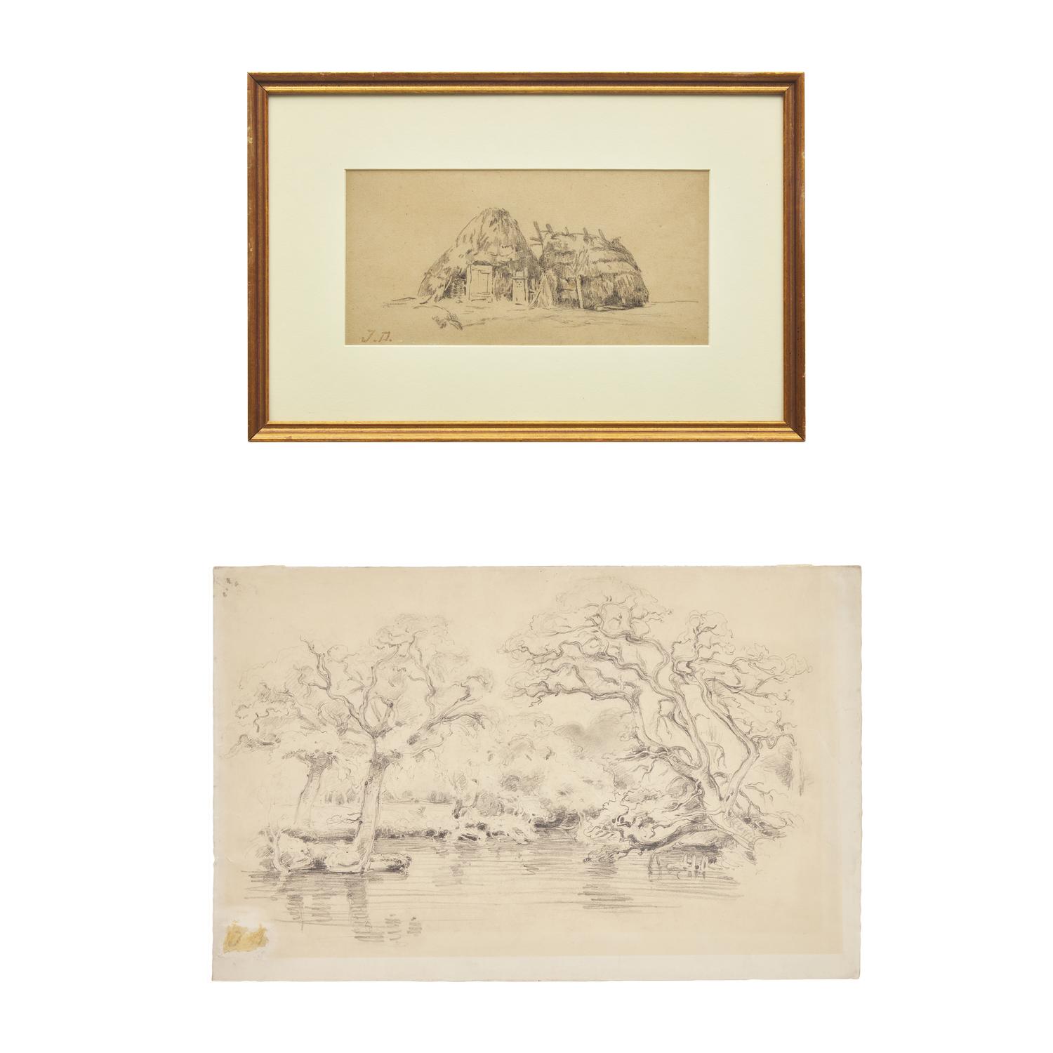 Attributed to Jules Dupré (French, 1811-1889) — Paysage de Forêt ; Together with Cottages (Two Works)