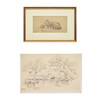 Attributed to Jules Dupré (French, 1811-1889) — Paysage de Forêt ; Together with Cottages (Two Works)
