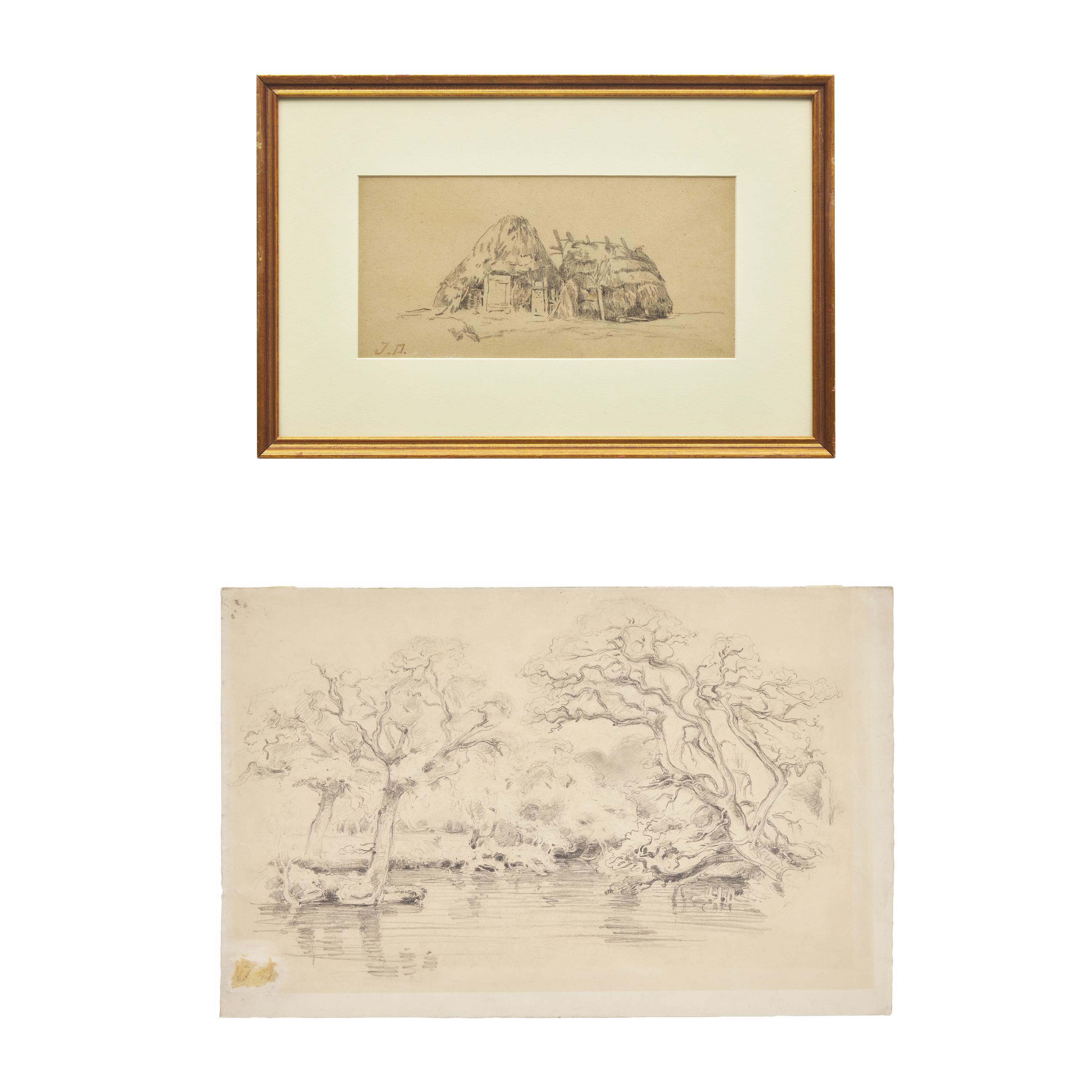 Attributed to Jules Dupré (French, 1811-1889) — Paysage de Forêt ; Together with Cottages (Two Works)
