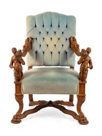 A Venetian Baroque Style Carved Armchair