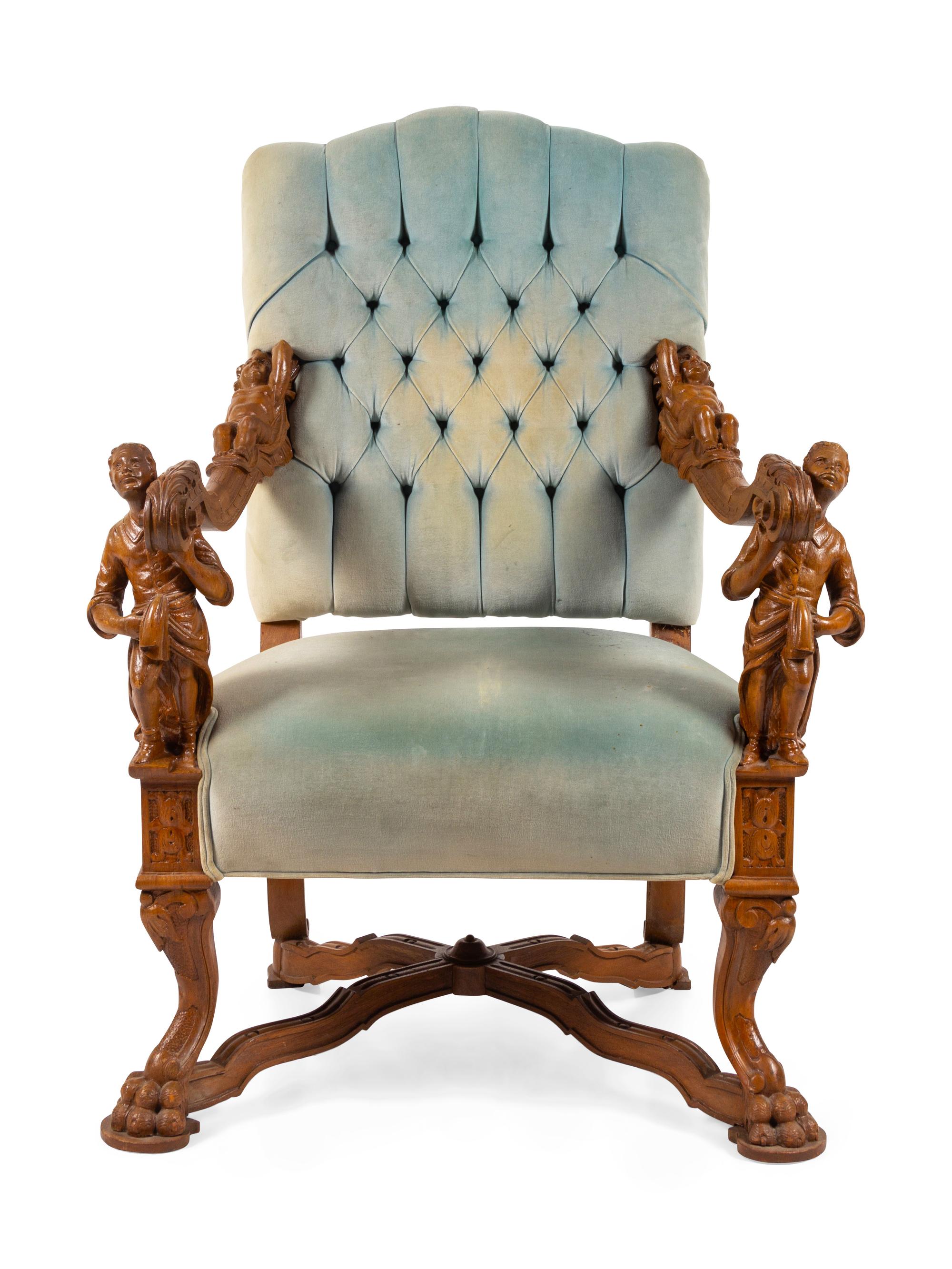 A Venetian Baroque Style Carved Armchair
