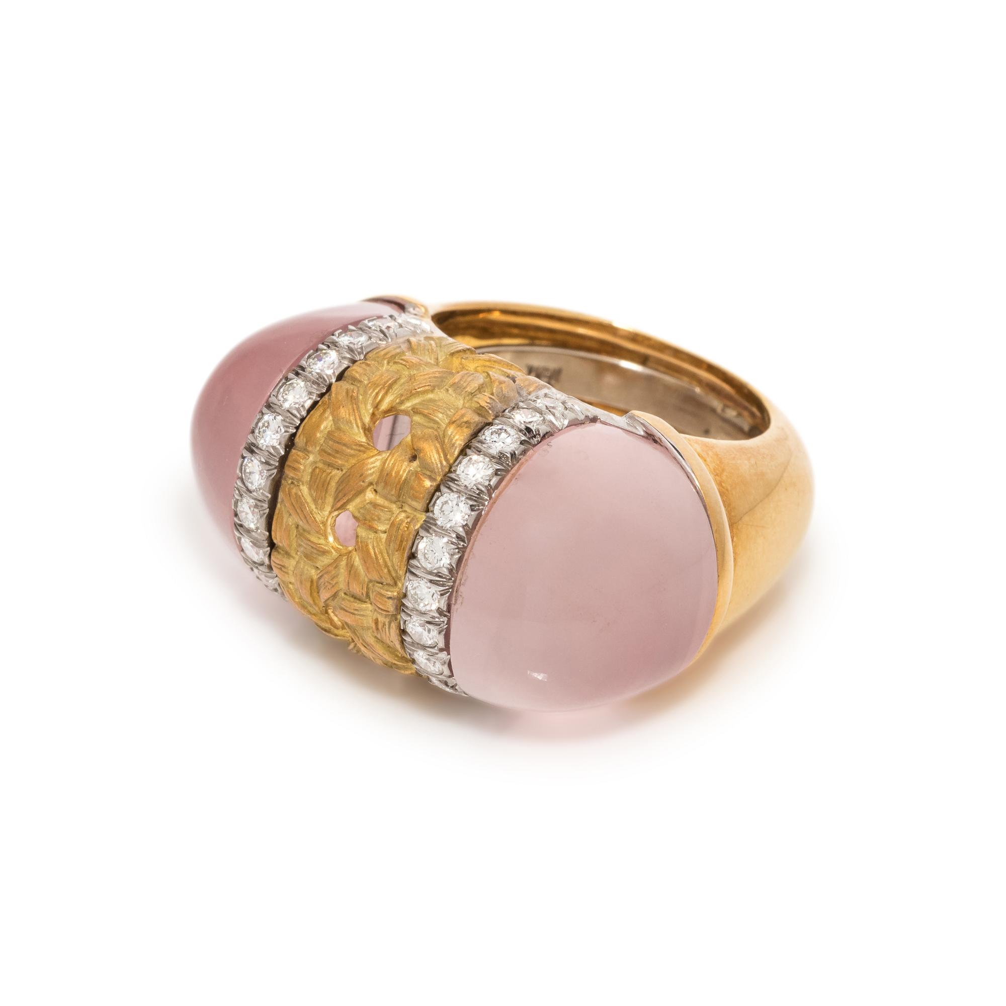 NICHOLAS VARNEY, ROSE QUARTZ AND DIAMOND RING
