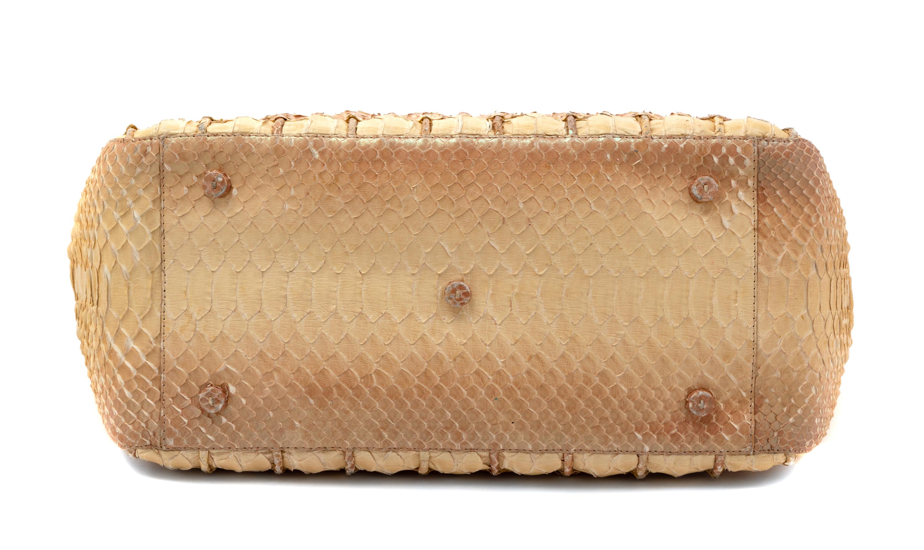 Nancy Gonzales Tan Snake Skin Bag, 1980-90s