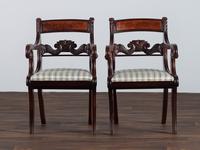 A Pair of Classical Cornucopia Carved Mahogany Armchairs