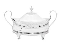 An Irish George III Silver Cobalt Glass-Lined Covered Dish