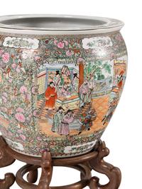 A Pair of Chinese Export Famille Rose Porcelain Fish Bowls