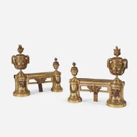 A Pair of Louis XVI Style Gilt-Bronze Chenets 19th century