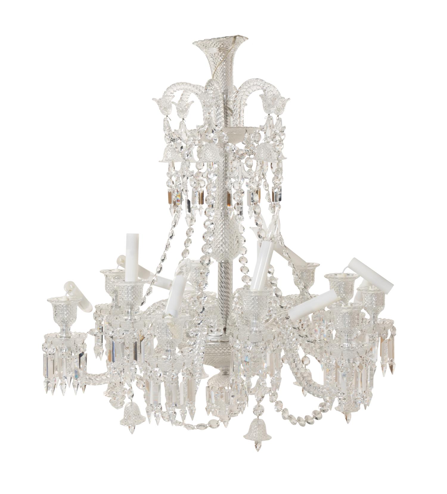 A Baccarat Molded Glass Twelve-Light Chandelier