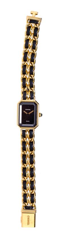 A Chanel Premiere Gold Plated Wristwatch, 7" x .75".