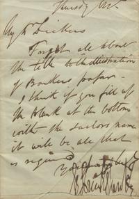 [Literature] [Dickens, Charles] Cruikshank, George. Autograph Letter, signed