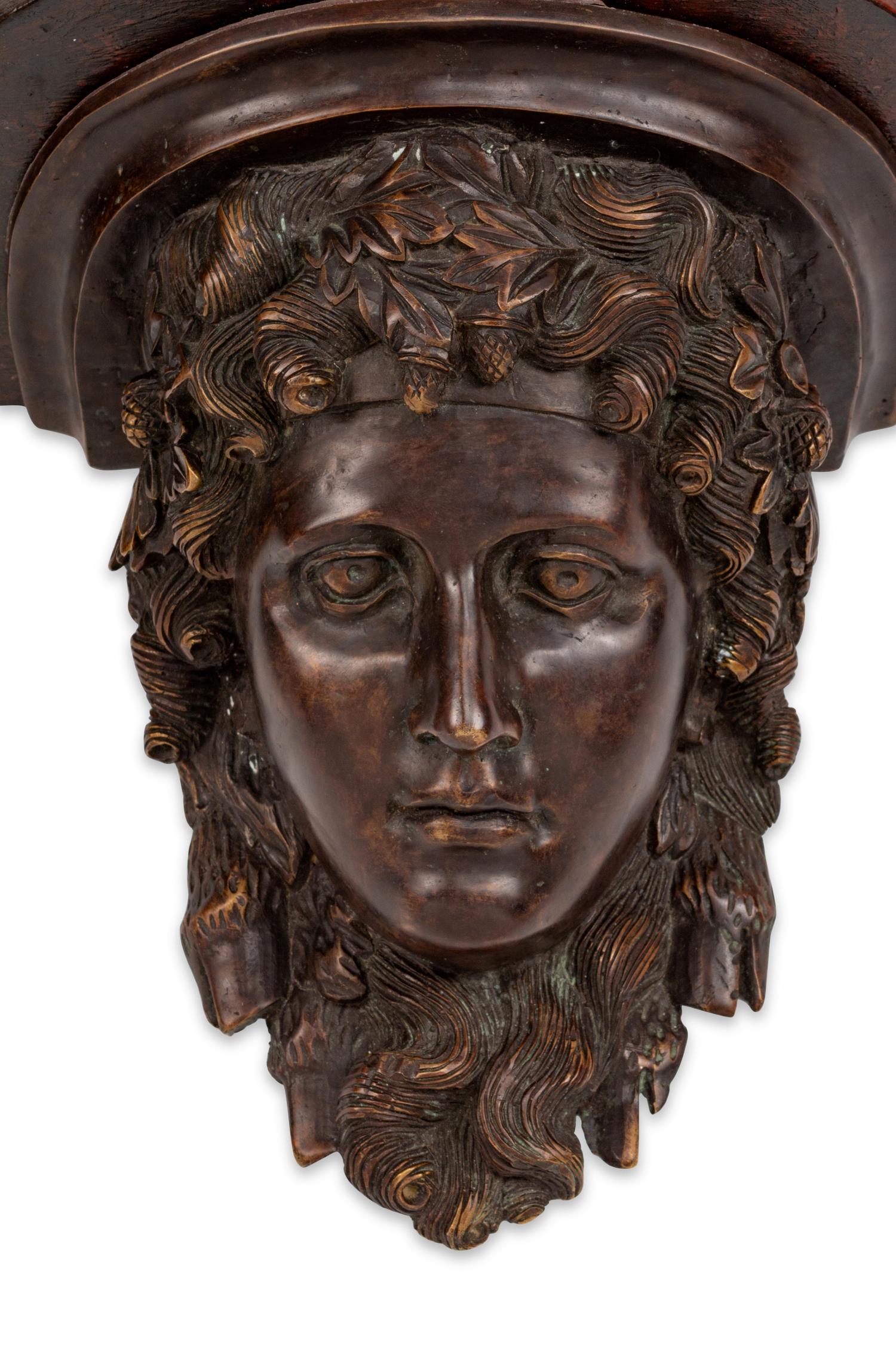 A Pair of Neoclassical Style Patinated Bronze Brackets