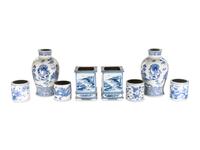 Eight Blue and White Ceramic Articles