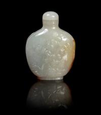 A Chinese Jadeite Snuff Bottle 19TH/20TH CENTURY Height 2 3/4 x width 2 inches. — 19TH/20TH CENTURY