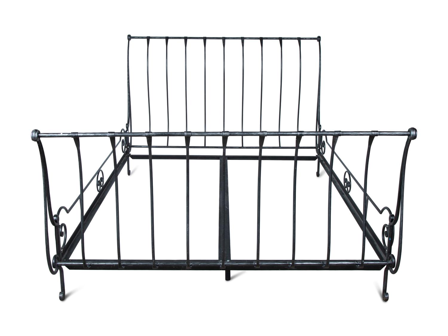 A Charles P. Rogers Brass and Iron Queen Bed — 21ST CENTURY