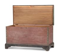 An Ohio Mennonite Red and Green Painted Stencil-Decorated Poplar Blanket Chest