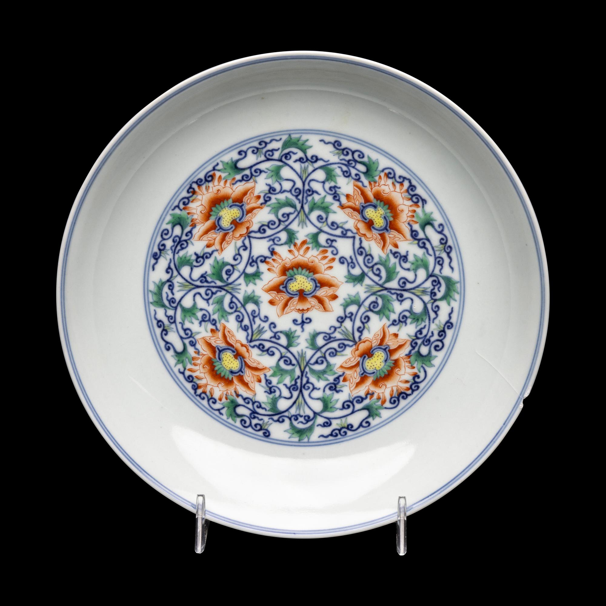 A Chinese Doucai 'Lotus' Porcelain Dish