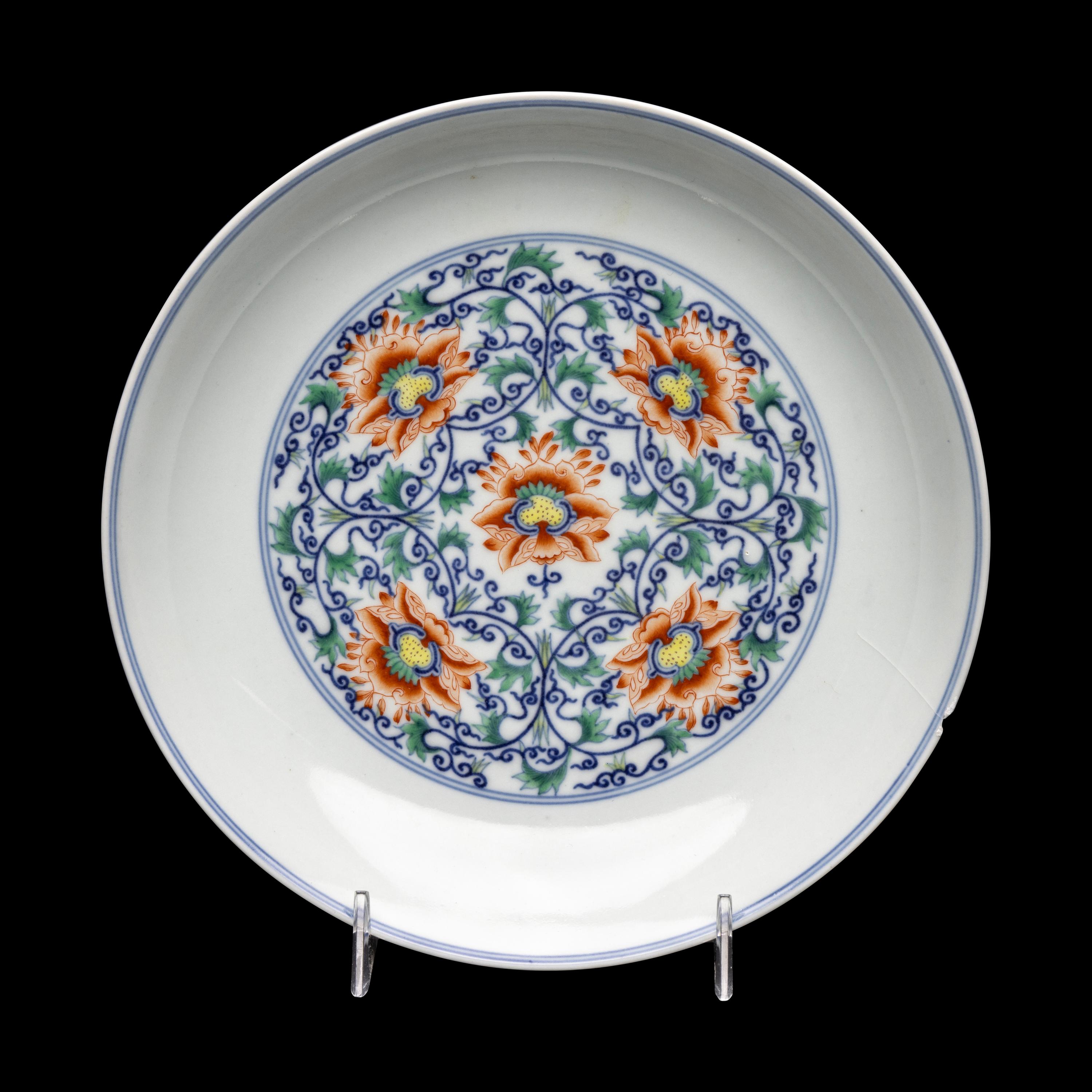A Chinese Doucai 'Lotus' Porcelain Dish