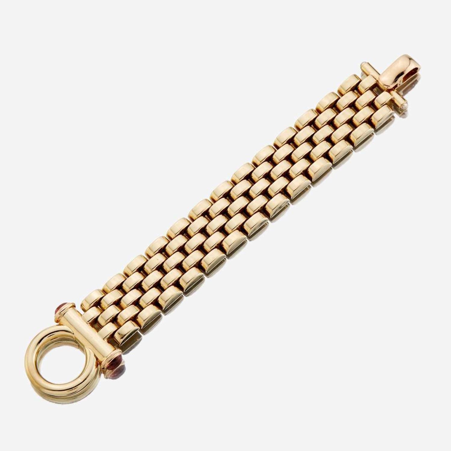 A fourteen karat gold and pink tourmaline bracelet, Italy