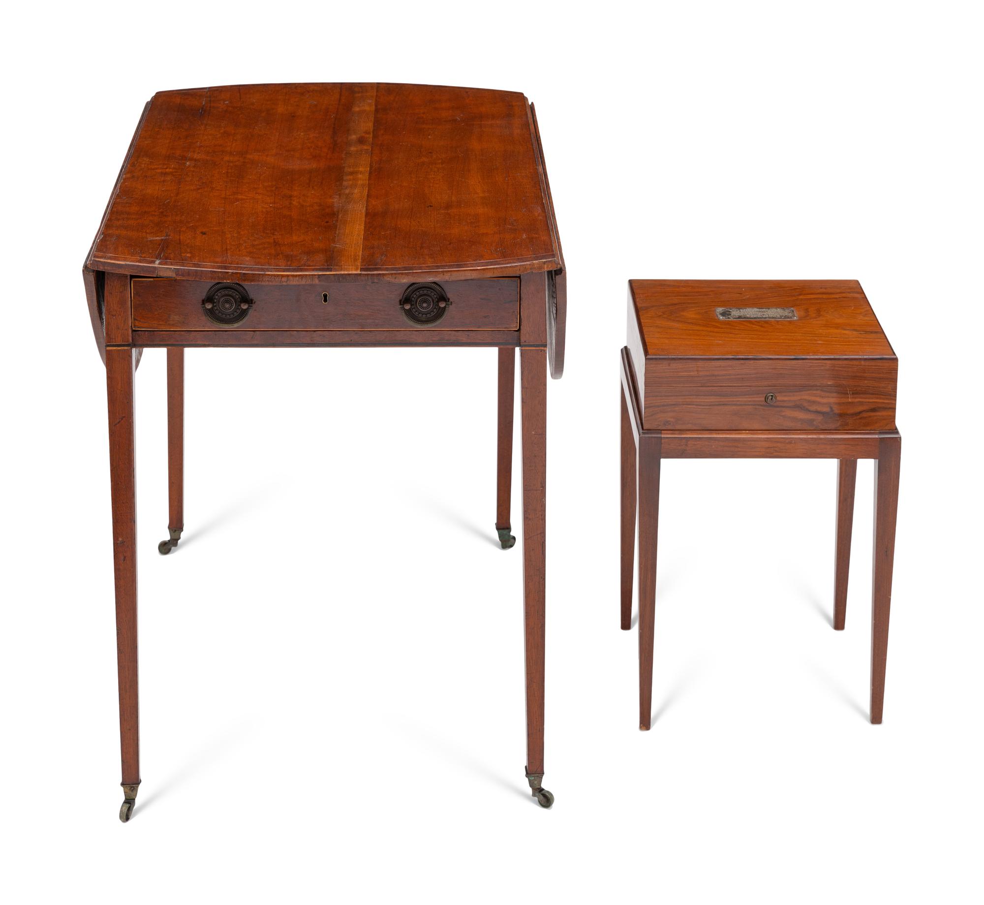 A Late George III Mahogany Pembroke Table and a Dunhill Rosewood Humidor on Stand