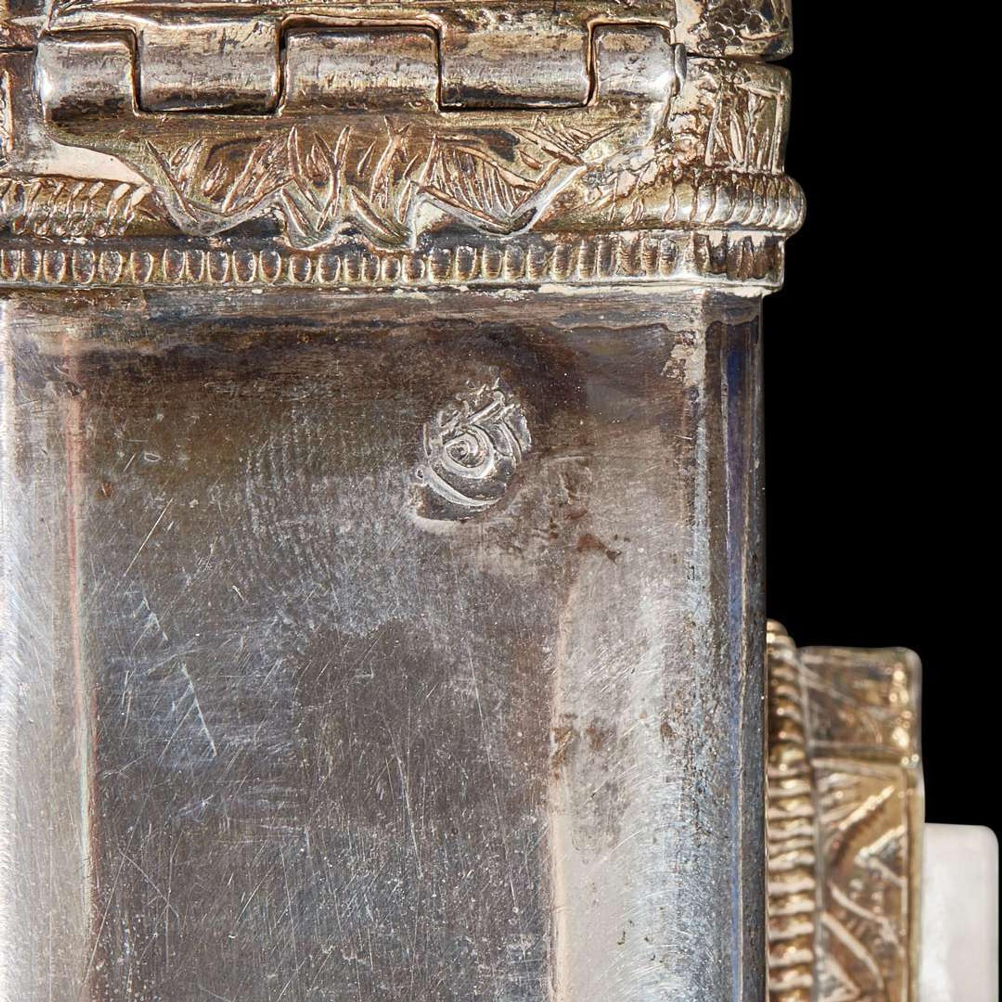 An Ottoman or Egyptian parcel-gilt silver qalamdan