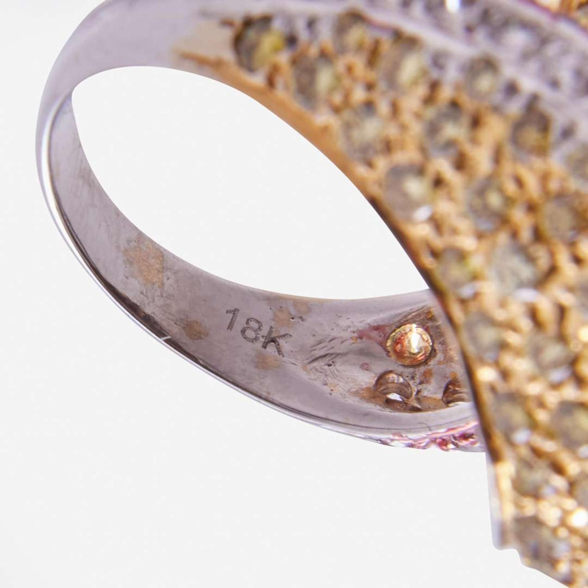 An 18K White Gold and Multi-Color Diamond Ring