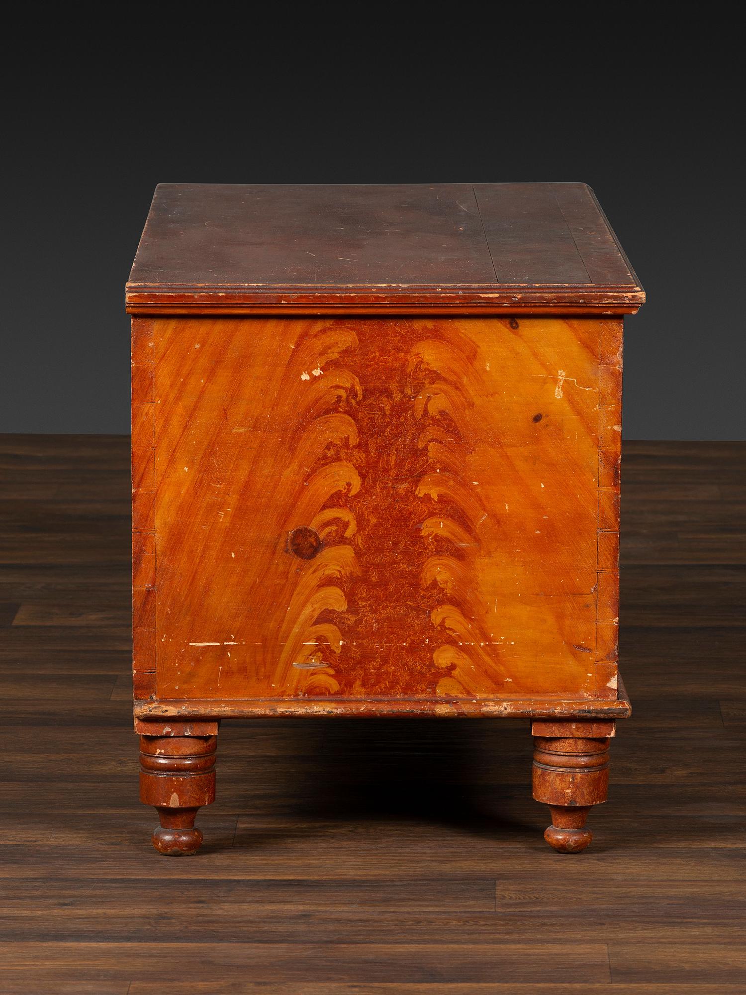 A Country Grain Painted Poplar and Pine Blanket Chest
