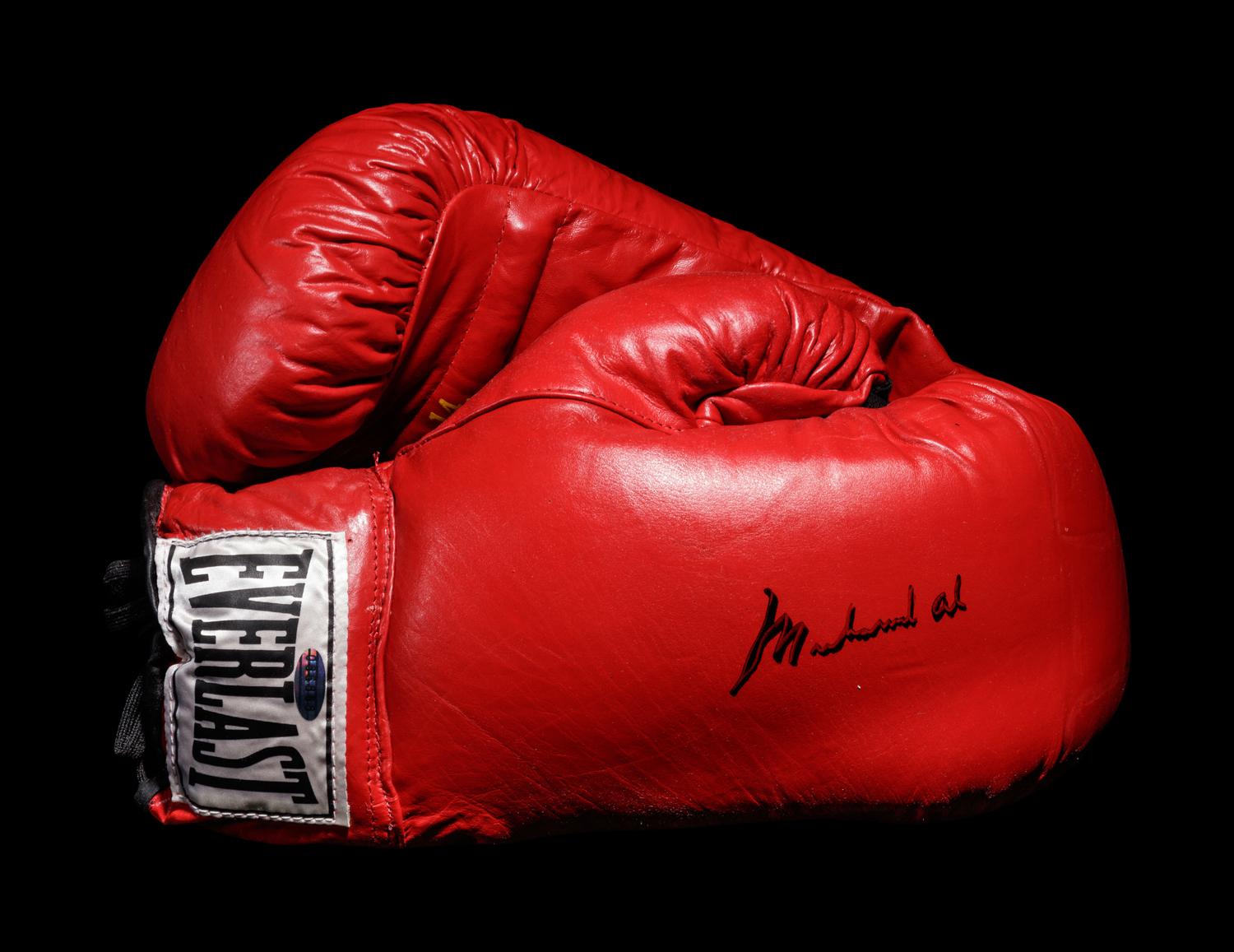 A Pair of Muhammad Ali Autographed Boxing Gloves (One Signed) Steiner,