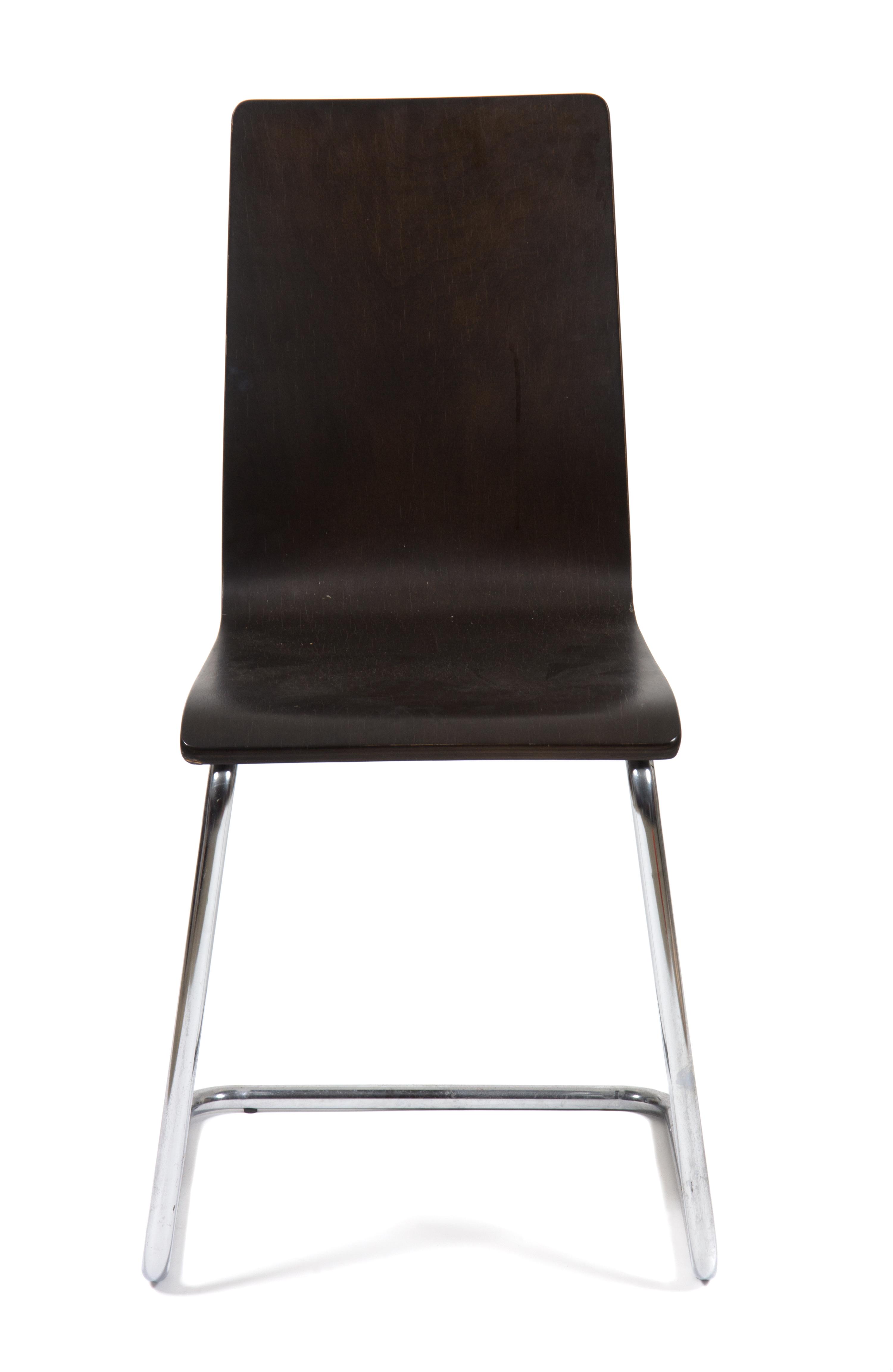 An Ebonized Wood and Metal Side Chair Height 36 1/2 inches. — MID 20TH CENTURY