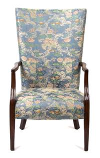 A Georgian Style Mahogany High Back Open Armchair Height 43 inches. — 20TH CENTURY