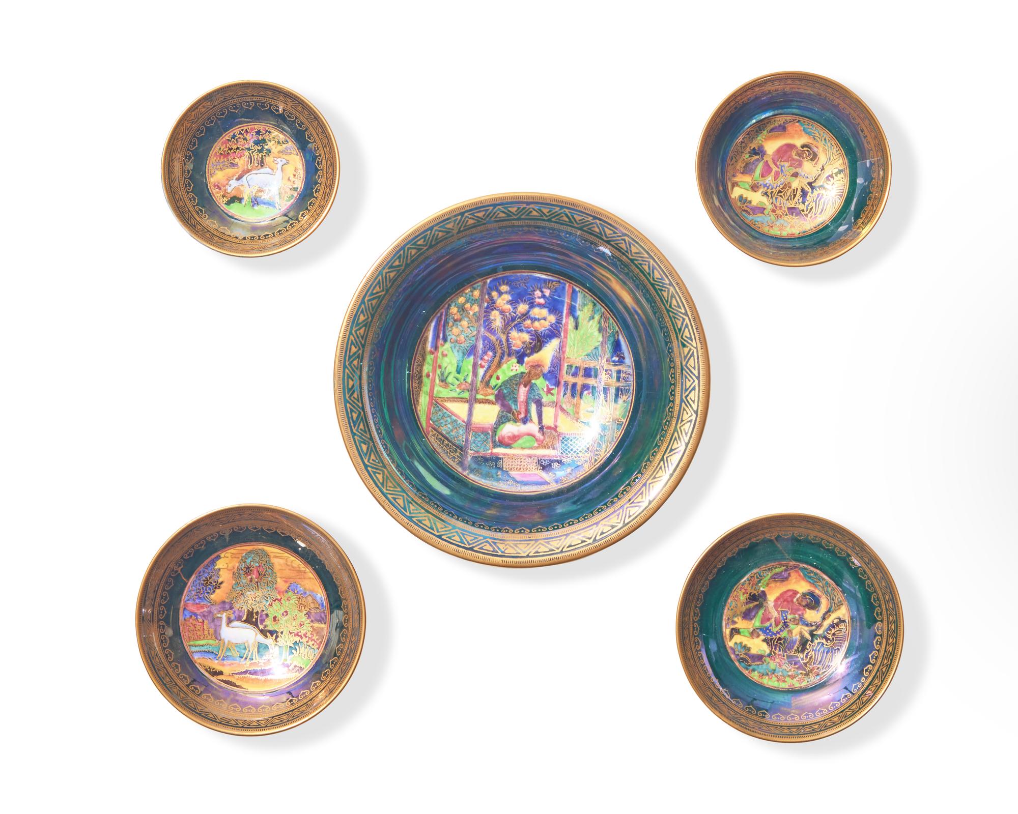 A Group of Five Wedgwood Lustreware Table Articles