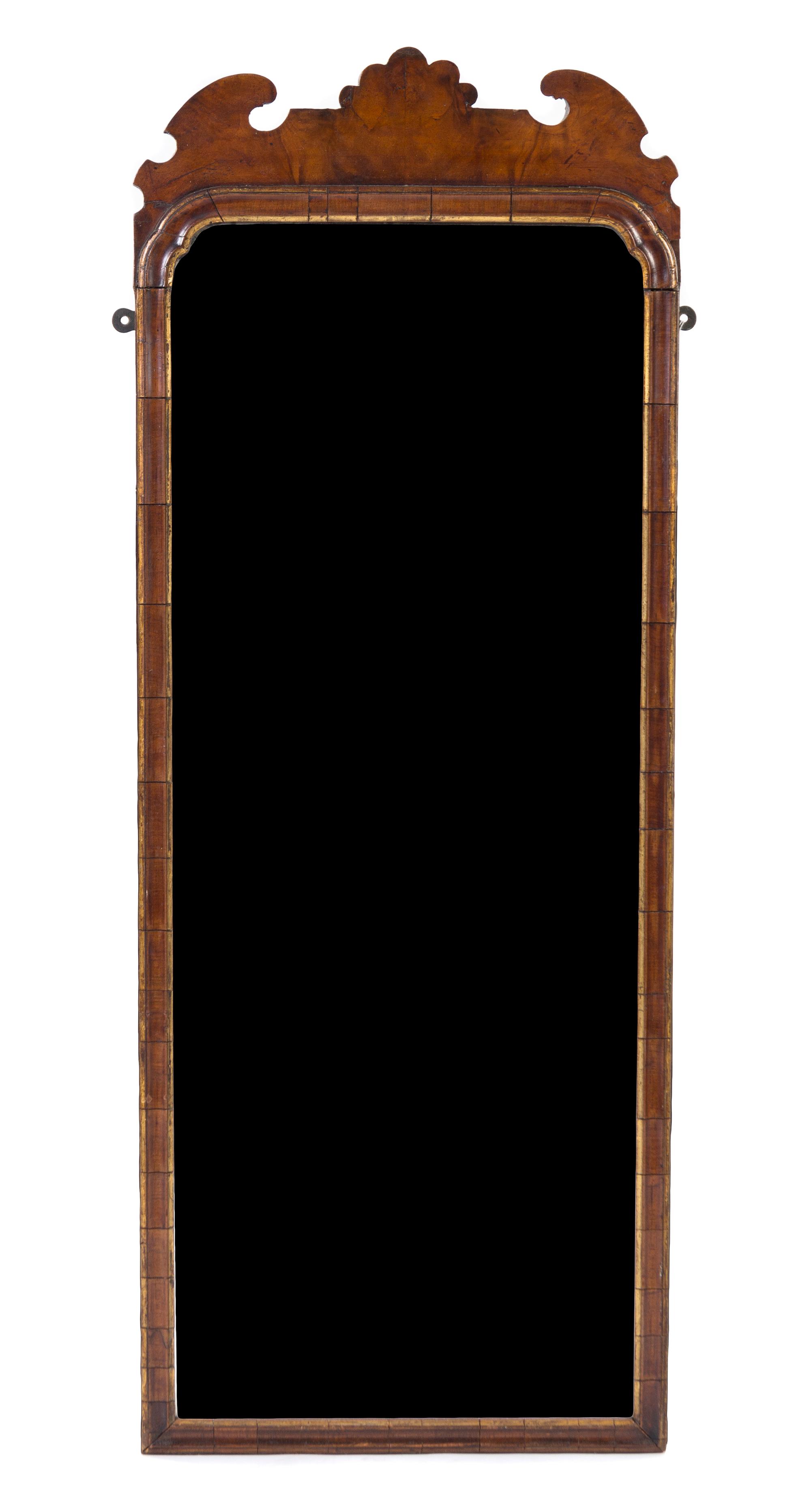 A Georgian Walnut and Parcel Gilt Mirror Height 42 1/2 inches. — 18TH/19TH CENTURY