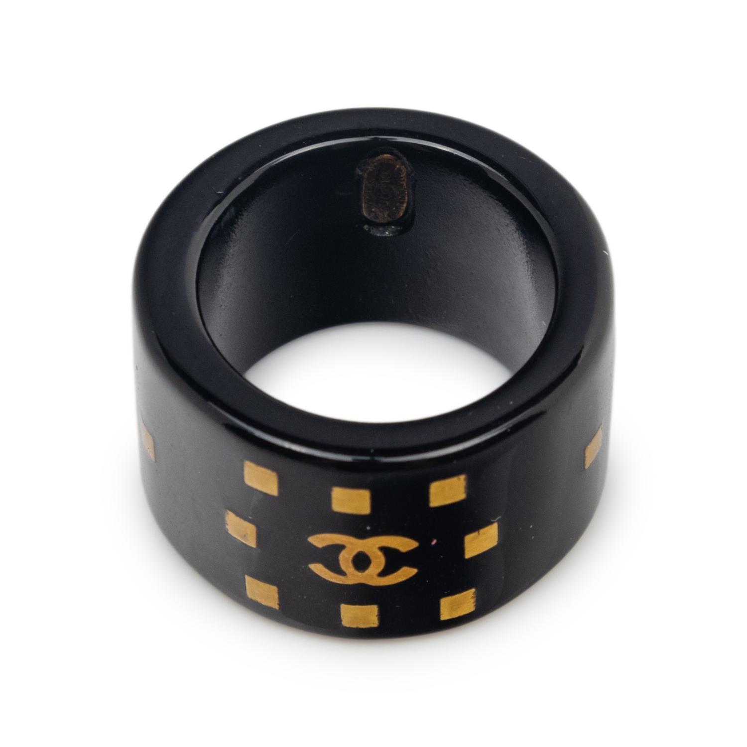 Chanel Black and Gold-Tone Ring