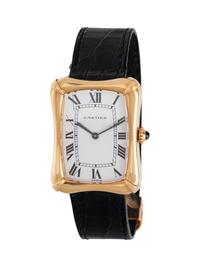 CARTIER, 18K YELLOW GOLD BAMBOO 'COUSSIN' WATCH