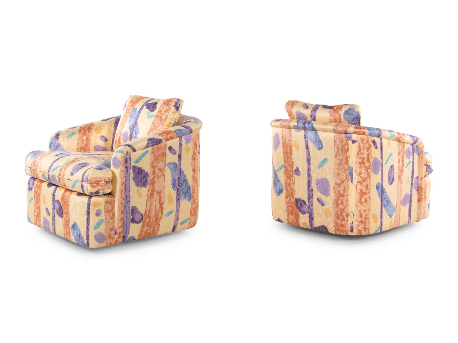 A Pair of Upholstered Lounge Chairs