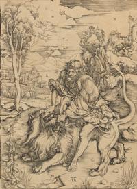 Albrecht Durer, (German, 1471–1528), Samson Rending the Lion, c. 1497–98