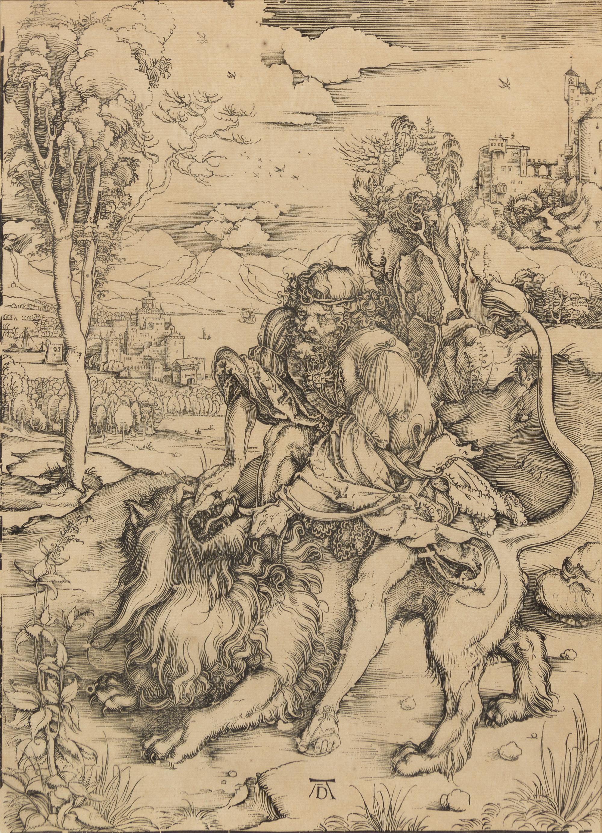 Albrecht Durer, (German, 1471–1528), Samson Rending the Lion, c. 1497–98